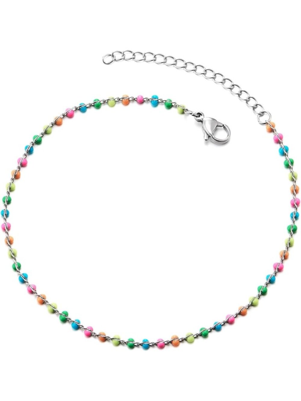 Colorful Adjustable Enamel Bead Anklet - Dainty Beach Jewelry for Summer Style
